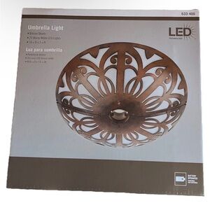 LED Patio Umbrella Light 20 Warm White Lights Bronze Battery Operated 16”